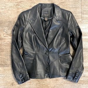 AS by DF black leather blazer